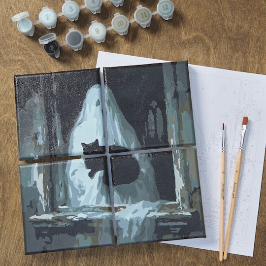 Ghost & Black Cat in Window Paint-by-Number Gallery Mini Kit by Artist's Loft®